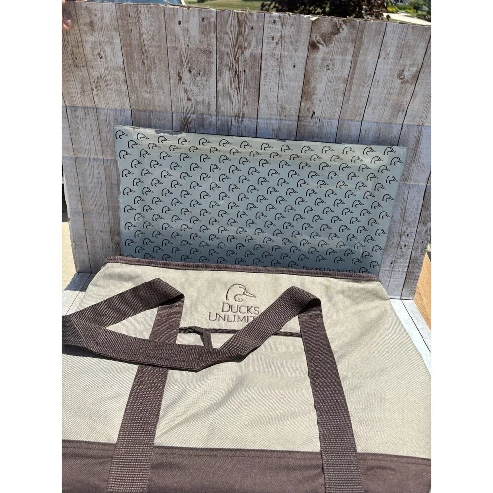Ducks Unlimited Canvas Duffel Tote Bag + Duck Head Glass Cutting Board Lot